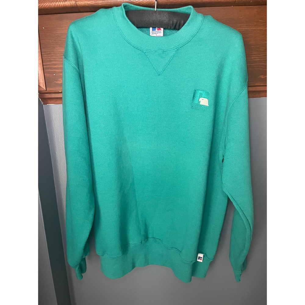 Vintage Russell Athletic Sweatshirt Made in USA Teal Green Crewneck Large
